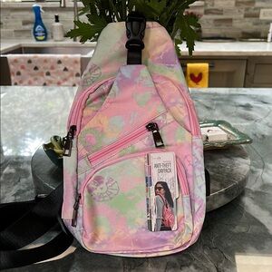 Anti-Theft Daypack Sling Backpack - Pastel Pink & Mint Tie-Dye